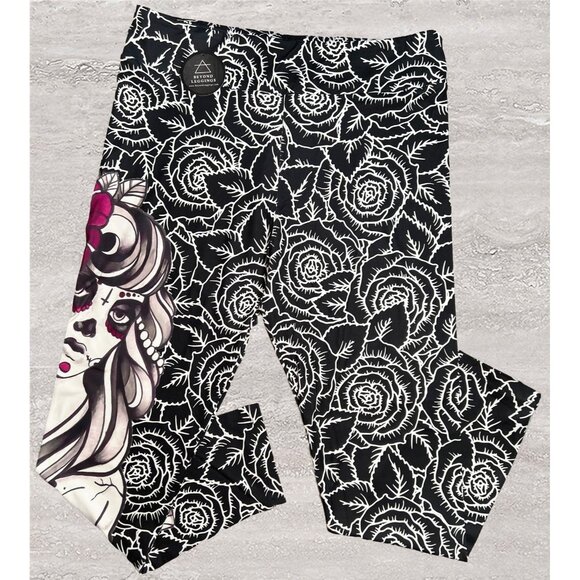 Undead Queen of Roses Sugar Skull Soft Leggings - Picture 2 of 6